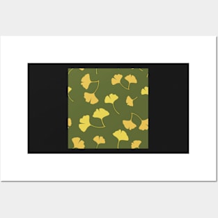 Falling Ginkgo Leaves Pattern Posters and Art